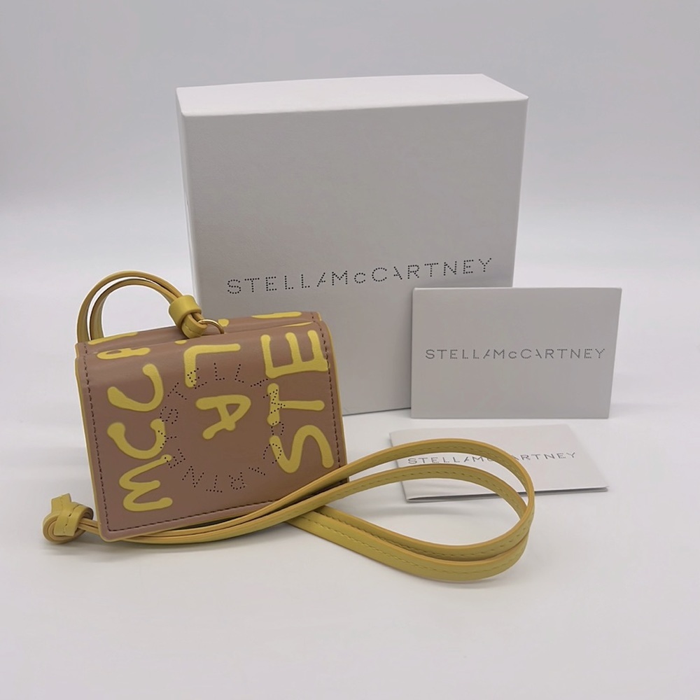 Stella McCartney with Ed Curtis Graffiti Logo Card Case With Lanyard in Camel